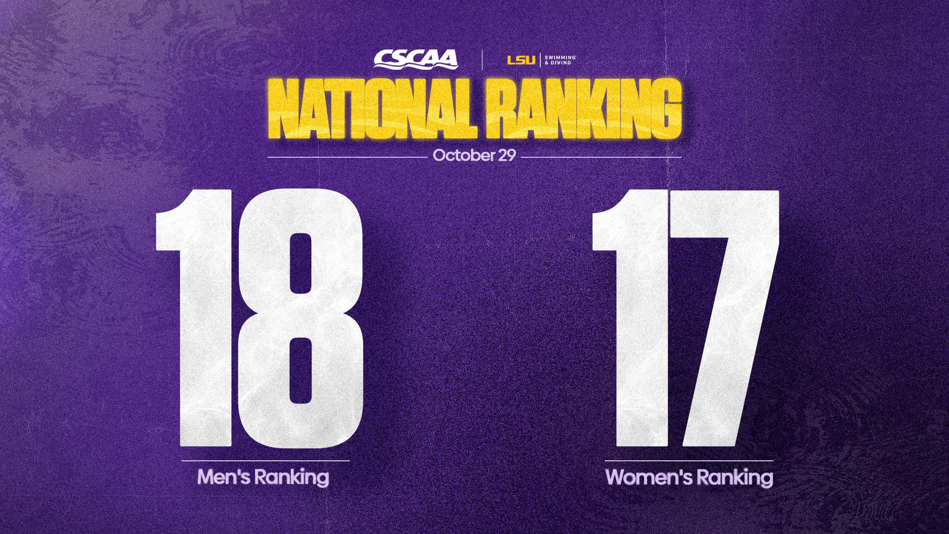 LSU Swimming Teams Hold Top 20 Rankings in Poll