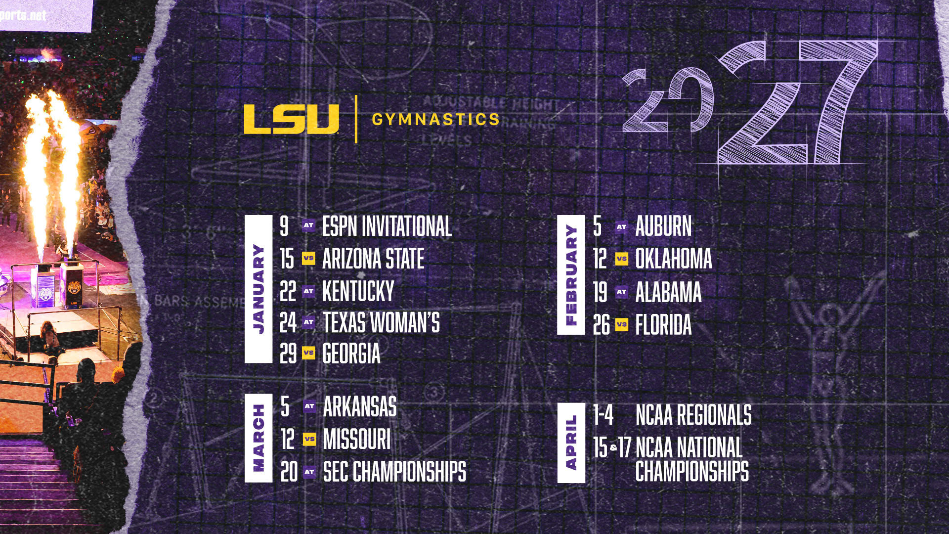 LSU Gymnastics Announces 2027 Schedule