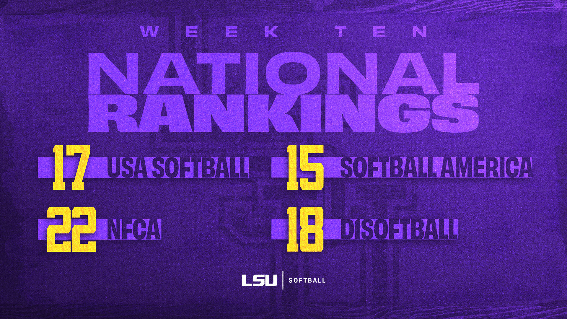 Week 10 National Rankings - LSU - The Official Athletics Website